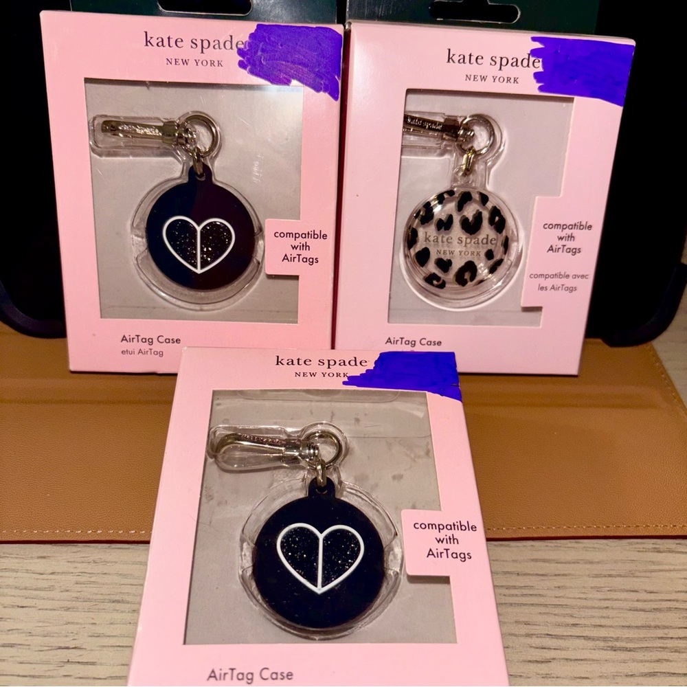 Kate Spade Black and Leopard AirTag Case sold individually or as sets